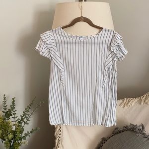 Blue Pinstripe Linen Top